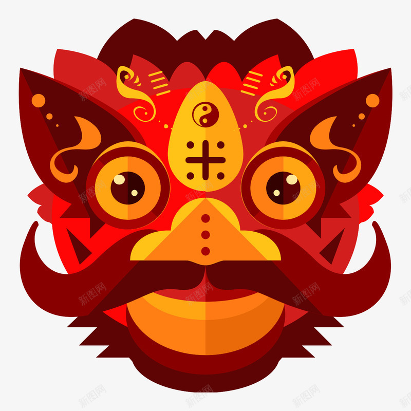 红色中国风喜庆舞狮狮子头图标png_新图网 https://ixintu.com icon 中国风 中国风ico 八卦 古风 喜庆 狮子头 红色 舞狮