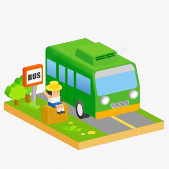 公交车站三维图png免抠素材_新图网 https://ixintu.com 人物 公交车 公交车站 城市公共设施 站牌 车站