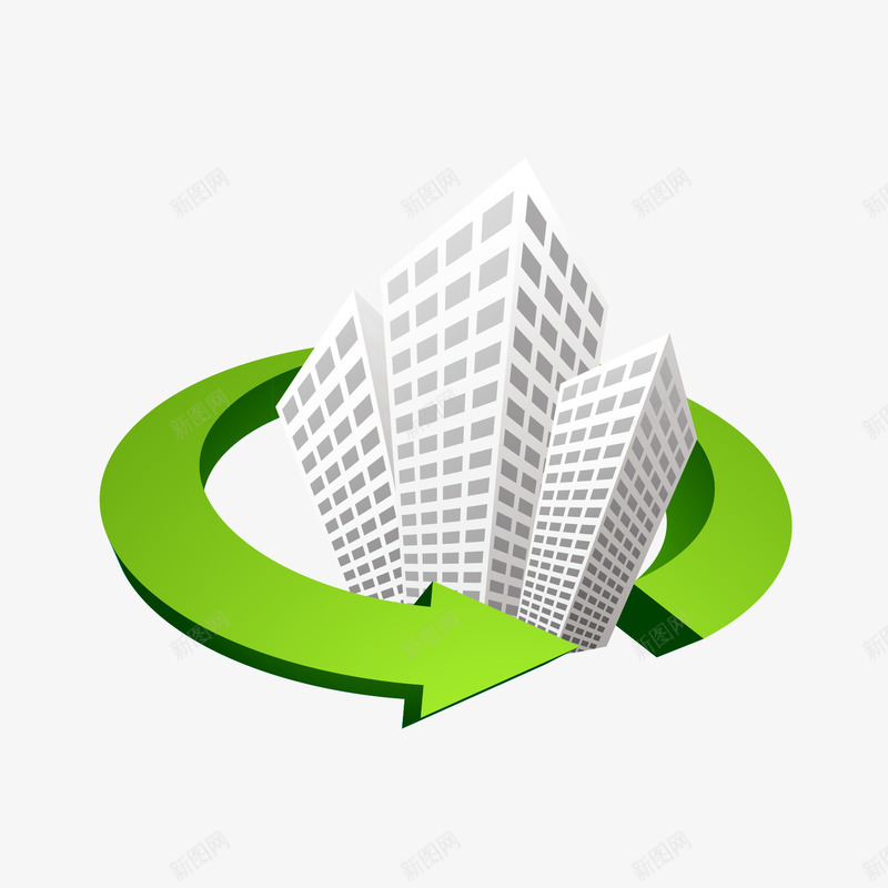 卡通商务扁平楼房箭头png免抠素材_新图网 https://ixintu.com 卡通 商务 扁平 楼房 箭头