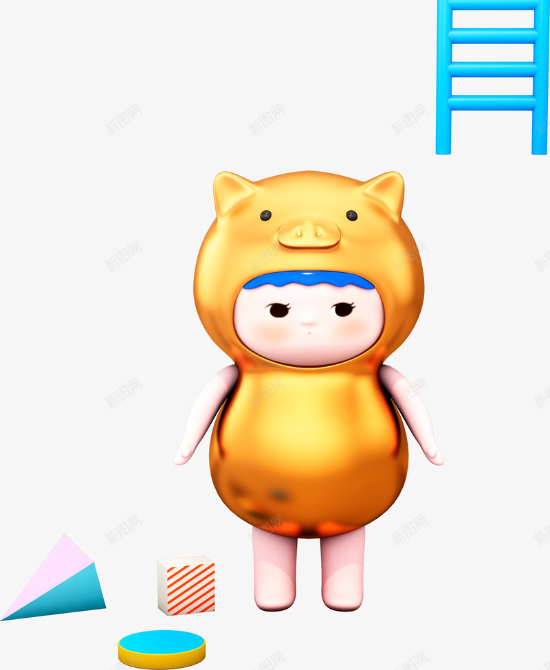 c4d卡通带猪头套带人物猪装饰png免抠素材_新图网 https://ixintu.com c4d猪 卡通 带猪头套带人物 猪年 猪形象 装饰