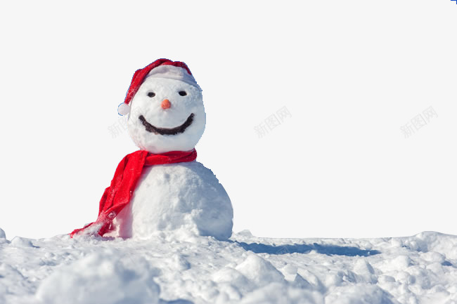 有雪的雪人北背景png免抠素材_新图网 https://ixintu.com 圣诞节 冬天 寒冬腊月 大雪 雪人 红头巾 红围巾 雪白背景