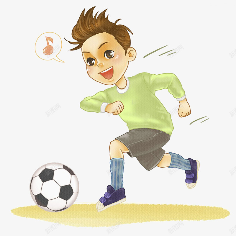 男孩玩足球插画png免抠素材_新图网 https://ixintu.com 体育课 比赛 男孩玩足球插画 足球练习 踢足球的人