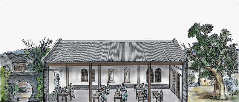 古代私塾png免抠素材_新图网 https://ixintu.com 古代 古代学堂 学堂 建筑 私塾