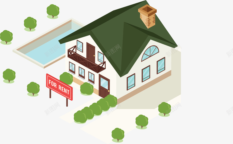 房子美国城市豪宅矢量图ai免抠素材_新图网 https://ixintu.com 住房 别墅模型 建筑模型 美国别墅 美国城市豪宅 美式别墅 青草 矢量图