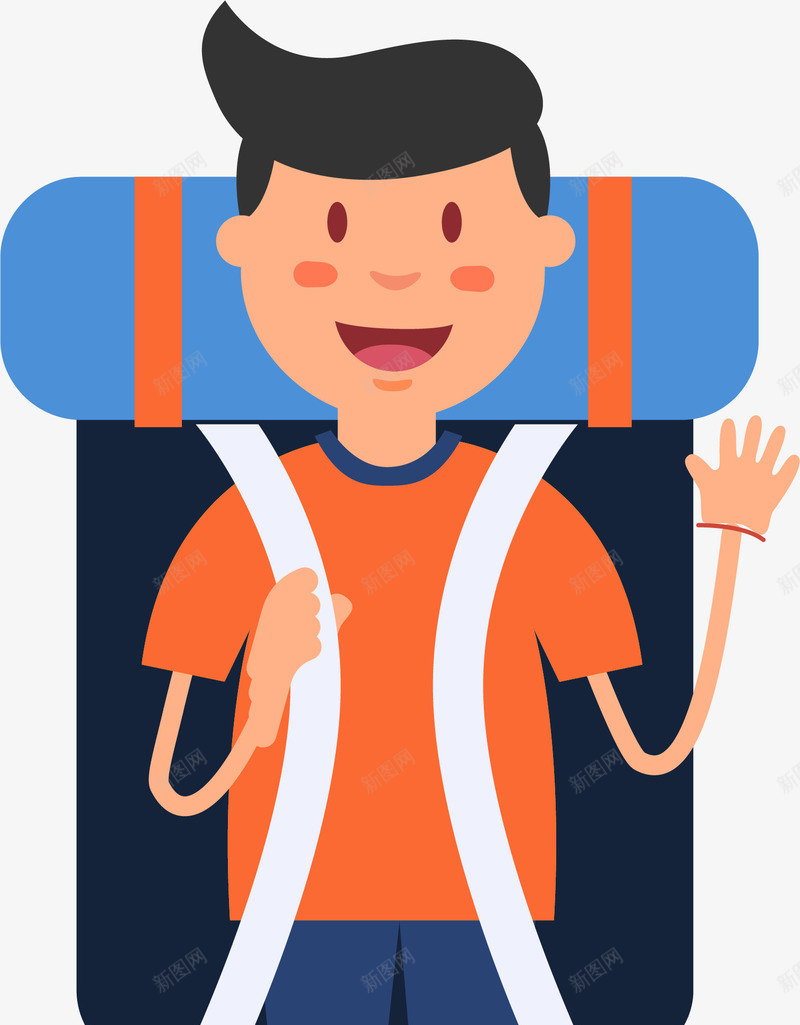 卡通旅行驴友人物插画矢量图ai免抠素材_新图网 https://ixintu.com 出游 卡通旅行旅游 旅游 旅行 行李箱 驴友 矢量图