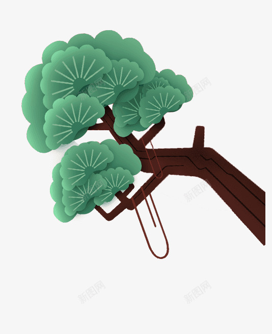 卡通松枝png免抠素材_新图网 https://ixintu.com 松枝 松树 树枝 植物 绿松树 绿色