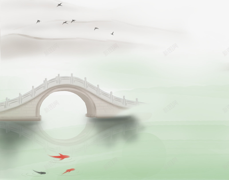 水墨风景山水插画psd免抠素材_新图网 https://ixintu.com 中国风 山水 水墨山水 水墨风 清明水墨风 风景