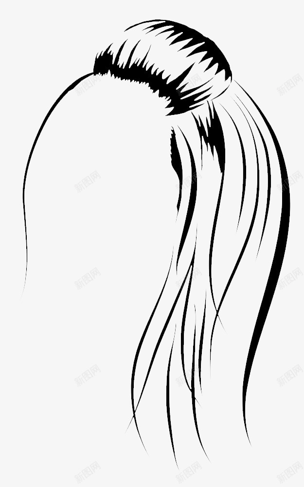 女士长发刘海造型png免抠素材_新图网 https://ixintu.com 刘海头发造型 女士发型 女生发型 波浪卷发长发 长发造型 长发造型设计 黑白卷发发型