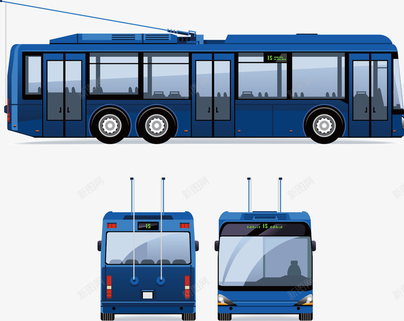 蓝色电车png免抠素材_新图网 https://ixintu.com 交通工具 公交车 扁平化 电车 车辆