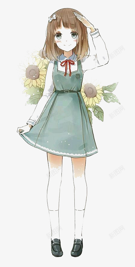 可爱少女png免抠素材_新图网 https://ixintu.com 元气女孩 卡通女孩 卡通女孩敬礼 手绘向日葵花 手绘学生 手绘萌少女 手绘阳光女孩 萌妹子