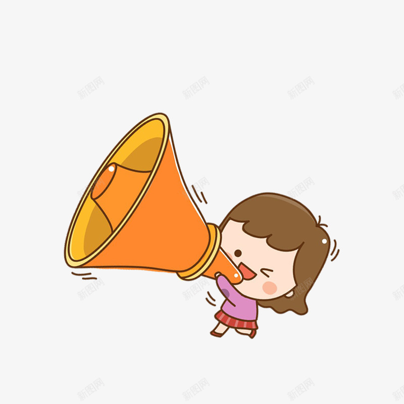 卡通小女孩拿着大喇叭装饰图案png免抠素材_新图网 https://ixintu.com 免抠PNG 卡通 号外号外 喊话筒 小女孩 拿着大喇叭 装饰图案