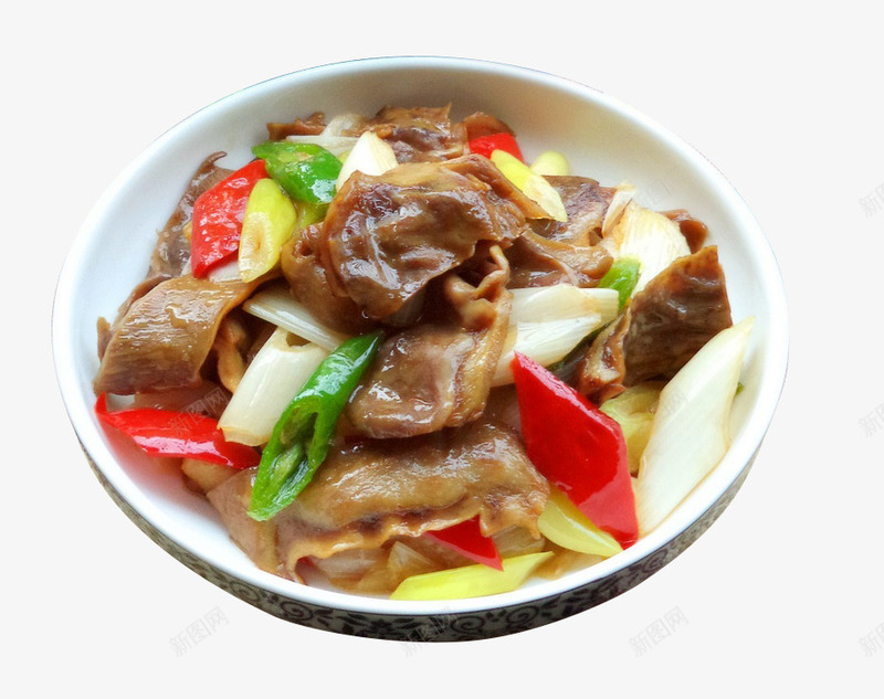 葱烧肚片png免抠素材_新图网 https://ixintu.com PNG素材 家常美食 红椒 美食素材 肚片 葱段 青椒 餐饮素材