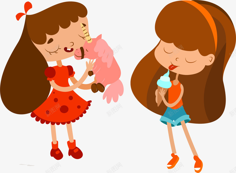 儿童节吃东西可爱女孩png免抠素材_新图网 https://ixintu.com 冰淇淋 可爱女孩 吃东西女孩 玩耍小马 装饰图案 长发女生