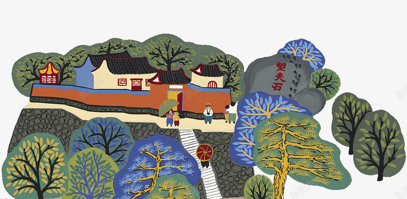 装饰插图深山寺庙png免抠素材_新图网 https://ixintu.com 中国风寺庙 寺庙 山中庙宇 建筑 房屋 深山寺庙 装饰