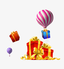 礼物盒卡通礼物盒热气球礼物盒素材