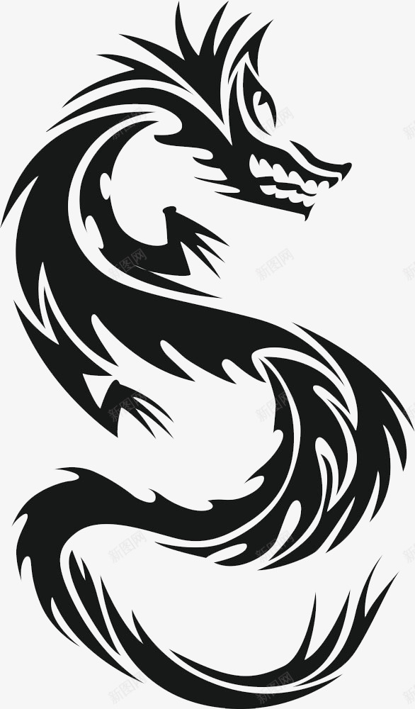 龙图腾png免抠素材_新图网 https://ixintu.com 图腾 纹身图案 黑色 龙 龙形图腾