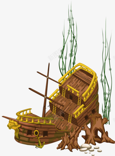 沉船png免抠素材_新图网 https://ixintu.com 卡通沉船 帆船 木船 水上工具 轮船