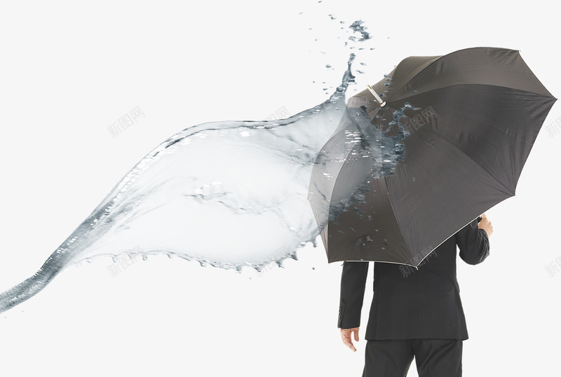 打伞的商务人士和水花psd免抠素材_新图网 https://ixintu.com 人物 水效果 水滴 水花 雨伞
