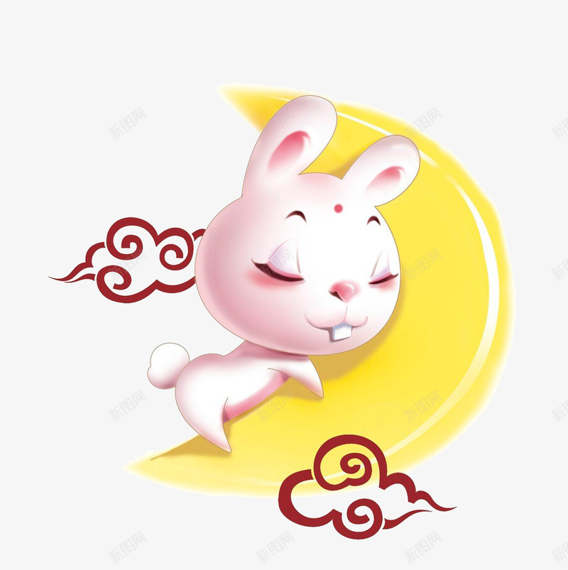 喜庆中秋卡通兔子祥云月亮png免抠素材_新图网 https://ixintu.com 中秋卡通 兔子 祥云 喜庆 月亮 节庆 贴纸