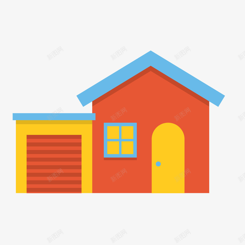 卡通红色的房屋矢量图ai免抠素材_新图网 https://ixintu.com 住宅 卡通 房子 房屋 扁平化 私家 红色 矢量图