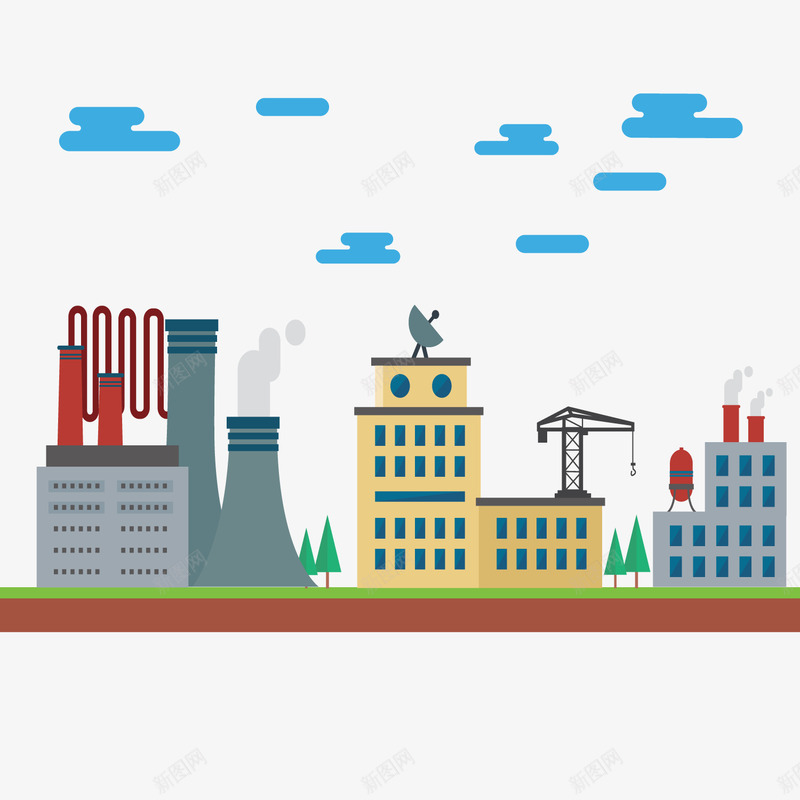发电信号房屋矢量图ai免抠素材_新图网 https://ixintu.com 信号 房屋 扁平化 烟囱 矢量图