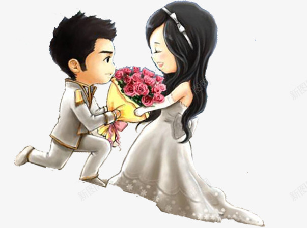 卡通人物求婚七夕情人节png免抠素材_新图网 https://ixintu.com 人物 卡通 情人 求婚