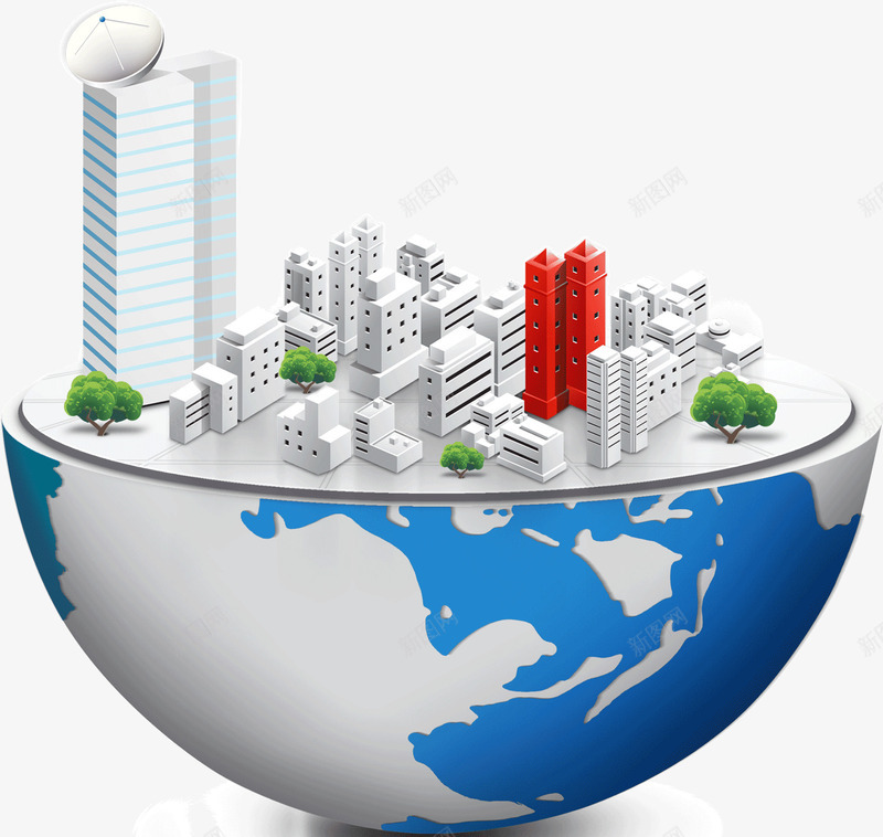 地球上的楼房png免抠素材_新图网 https://ixintu.com 地球上的建筑 房地产装饰 楼房