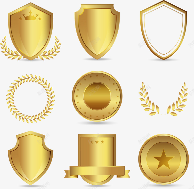 金色徽章奖章矢量图eps免抠素材_新图网 https://ixintu.com 品质保障 奖章 矢量图 矢量素材 质保 质保徽章 金色