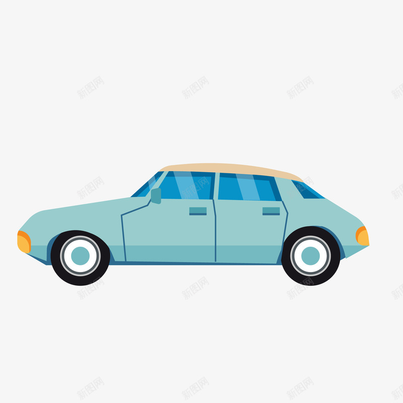 卡通汽车矢量图ai免抠素材_新图网 https://ixintu.com 交通工具 侧面 卡通 汽车 蓝色 行驶 驾驶 矢量图