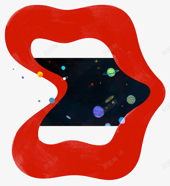 嘴巴张开png免抠素材_新图网 https://ixintu.com 嘴巴张开 星球 星辰 红色