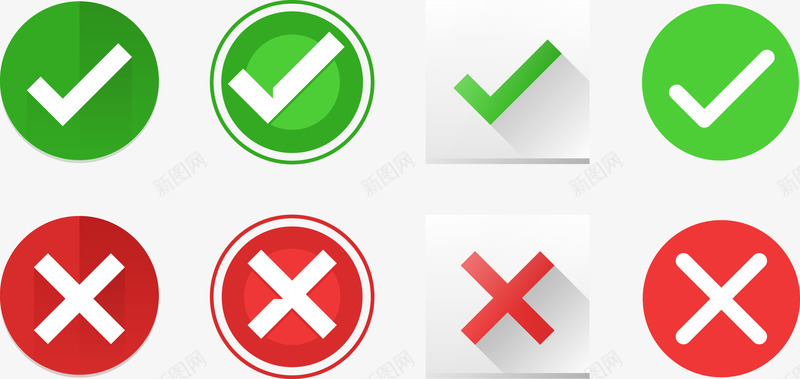 勾叉图标矢量图ai_新图网 https://ixintu.com 勾叉 对不对 对号叉号 对错 对错牌子 正误 矢量图 红叉 红色叉叉 绿色对号