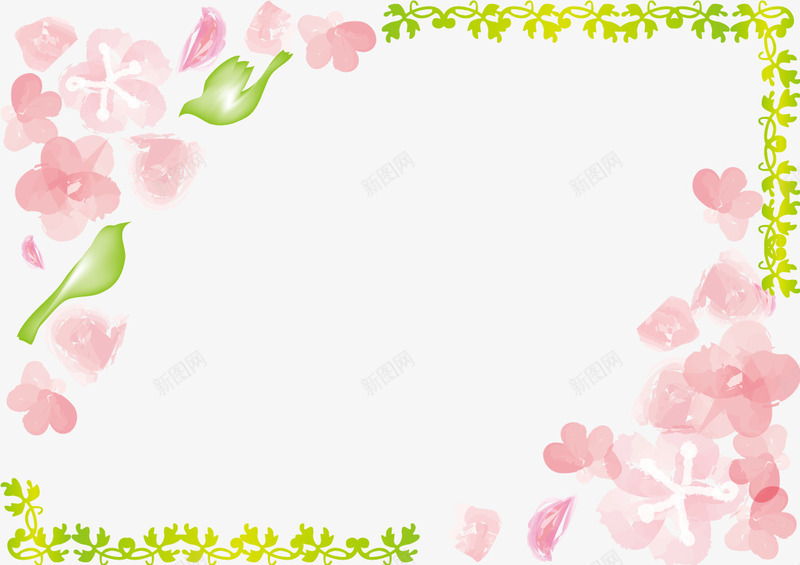 粉色花边角相框边框png免抠素材_新图网 https://ixintu.com 相框 粉色花 表格花边 边框 边角