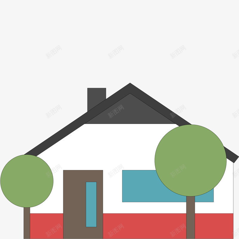 扁平化别墅房屋矢量图ai免抠素材_新图网 https://ixintu.com 几何形 别墅 卡通 建筑物 房子 房屋 扁平化 矢量图