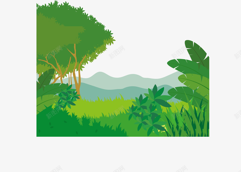 森林草原风景背景png免抠素材_新图网 https://ixintu.com 森林草原风景矢量 森林草原风景背景 森林草原风景背景矢量图 矢量森林草原风景