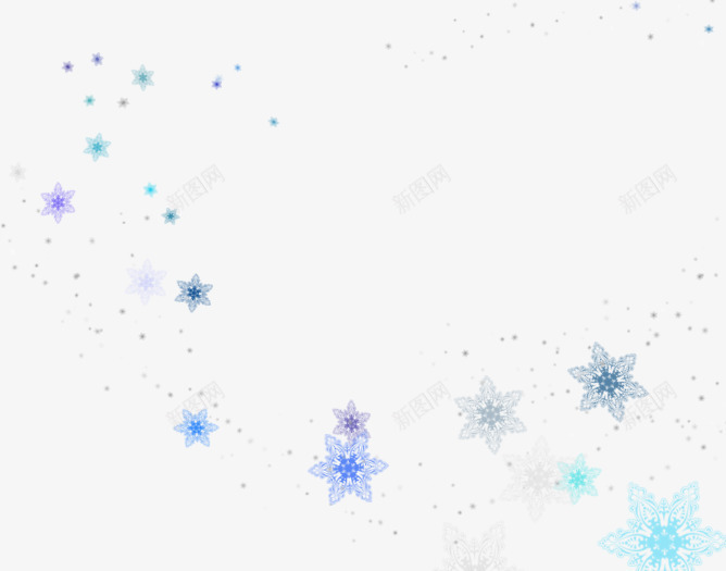 蓝色飘落的雪花png免抠素材_新图网 https://ixintu.com 创意 简约 蓝色 雪花 飘落