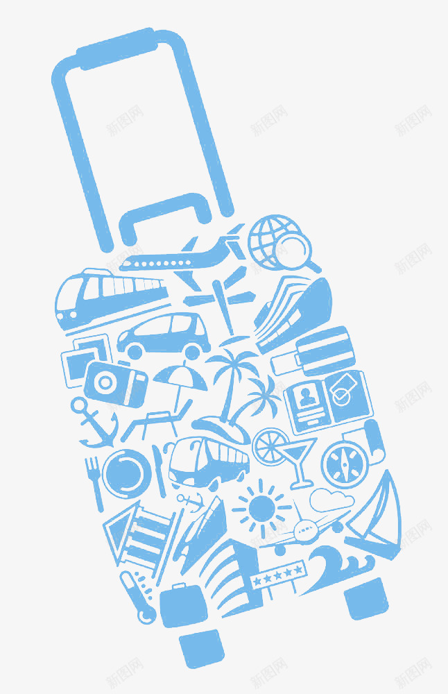 创意行李箱png免抠素材_新图网 https://ixintu.com 出行 创意行李箱 度假 旅游 旅行团 海边 特色风景 行李箱