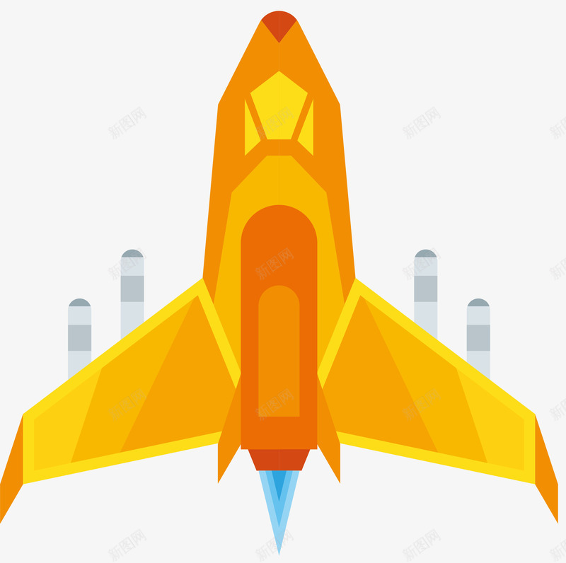 黄色对称卡通飞船png免抠素材_新图网 https://ixintu.com 卡通风格 卡通飞船 外星太空飞船 外星飞船 对称飞船 矢量飞船 黄色