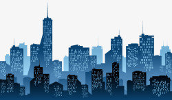 都市三层蓝色都市建筑剪影高清图片
