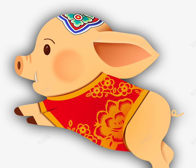 猪狂奔的猪春节png免抠素材_新图网 https://ixintu.com Q版猪 大肥猪 新年 春节 狂奔的猪 猪