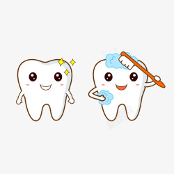 牙刷卡通牙齿干净的牙齿高清图片