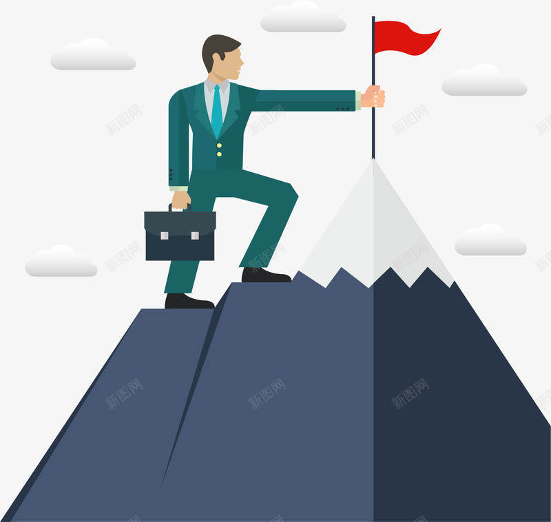 勇攀高峰取得胜利png免抠素材_新图网 https://ixintu.com 勇攀高峰 商务小人 年终报告 成功 汇报总结 爬山 登高 矢量素材 翻山越岭