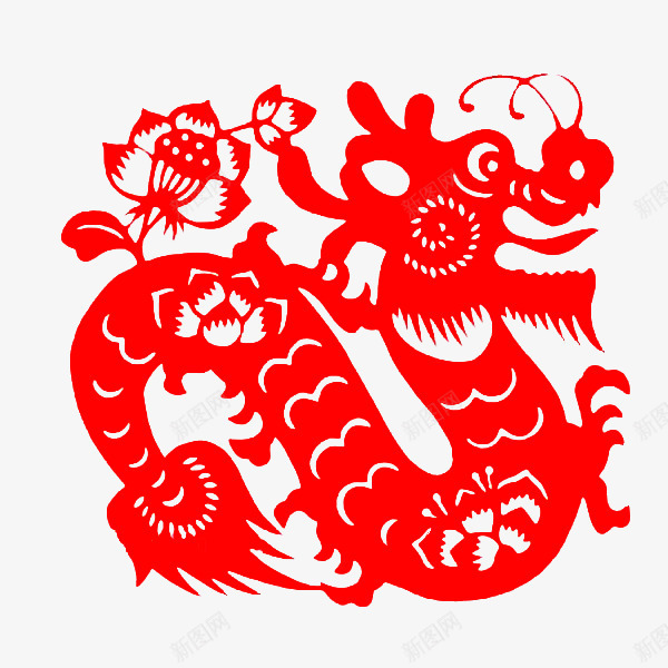 红色龙的传人png免抠素材_新图网 https://ixintu.com PNG素材 剪纸 红色 龙