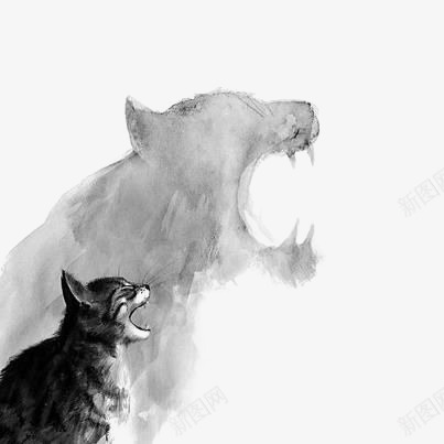水彩猫咪png免抠素材_新图网 https://ixintu.com 手绘猫咪 水墨猫咪 水彩老虎画 狮子 老虎 虎侧面 黑色猫咪
