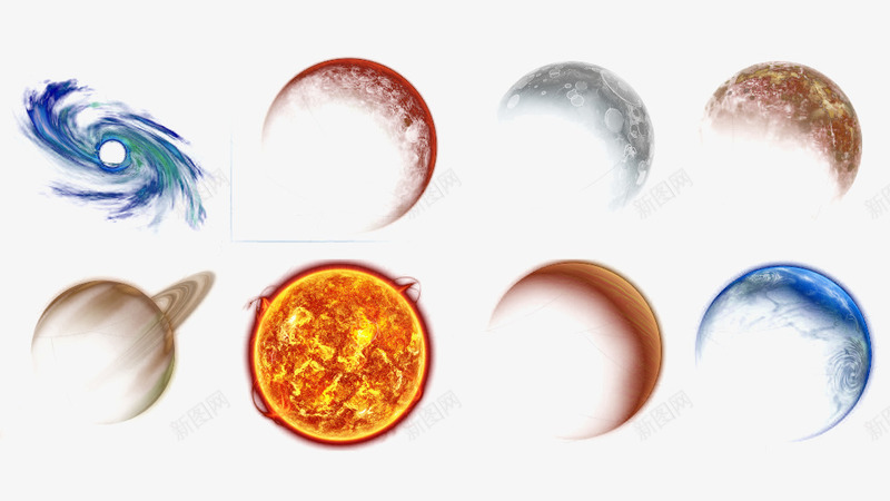 太阳系行星png免抠素材_新图网 https://ixintu.com 太阳系星球 太阳系行星 星球 火星 纯黑色底