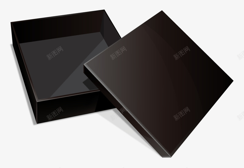 手绘黑色打开盖子的盒子png免抠素材_新图网 https://ixintu.com 手绘 盒子 黑色