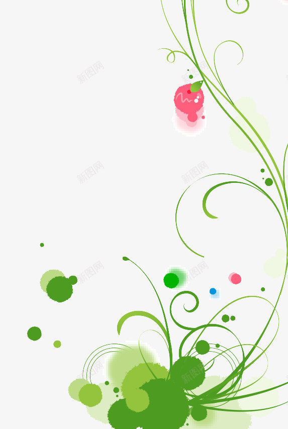 绿色蔓藤png免抠素材_新图网 https://ixintu.com 叶 圆圈底纹 彩色 树枝藤蔓 矢量素材 绿色蔓藤 花 花朵花纹