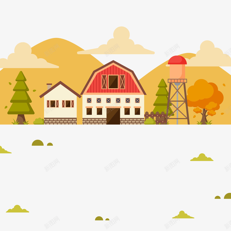 创意秋季农场风景png免抠素材_新图网 https://ixintu.com 农场风景 卡通风景 秋季风景 背景装饰