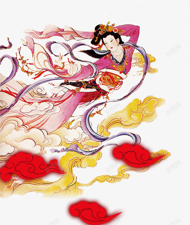 嫦娥仙女祥云psd免抠素材_新图网 https://ixintu.com 仙女 天女 嫦娥 祥云