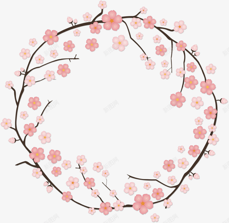 漂亮的梅花小花环矢量图ai免抠素材_新图网 https://ixintu.com 卡通手绘 唯美 植物 红色 花环 迷人 香气 矢量图