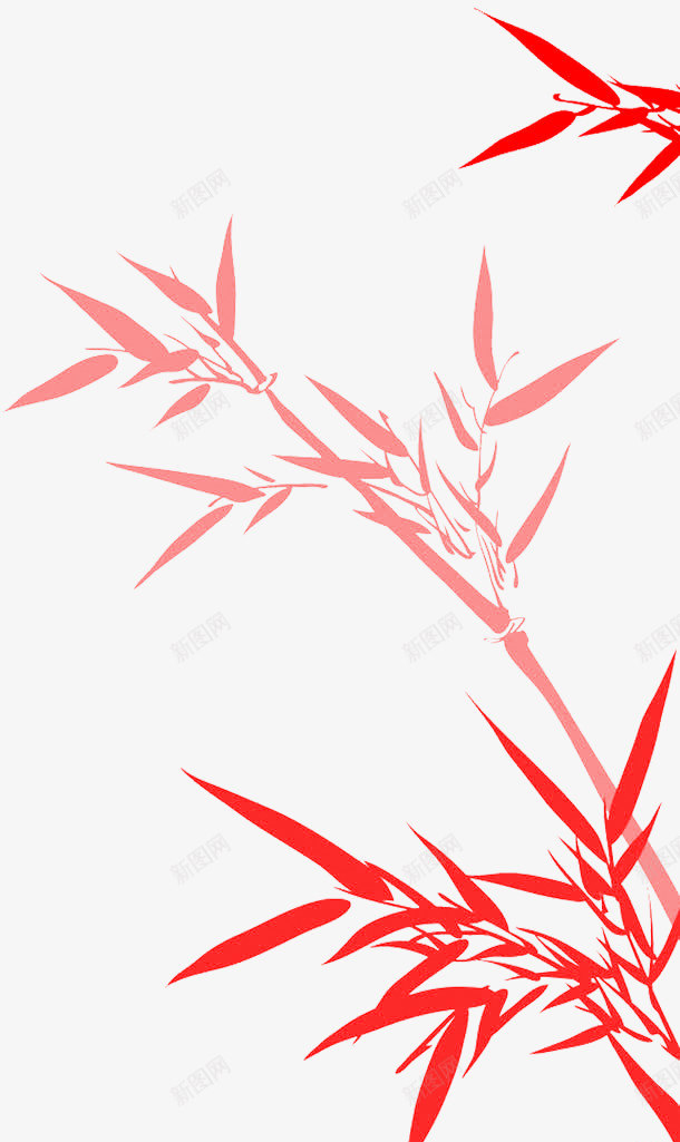 卡通竹子png免抠素材_新图网 https://ixintu.com 卡通 手绘 植物 竹叶 竹子 简笔画 红色